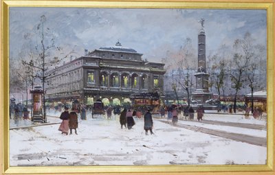 De Place du Chatelet, Parijs door Eugene Galien Laloue